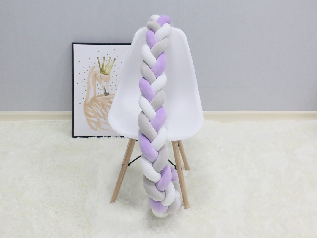 Bande Anti-collision pour lit d&#39;enfants, oreiller en boule tissé, et doux, minimaliste, nordique, 3M: Purple White Gray 3M