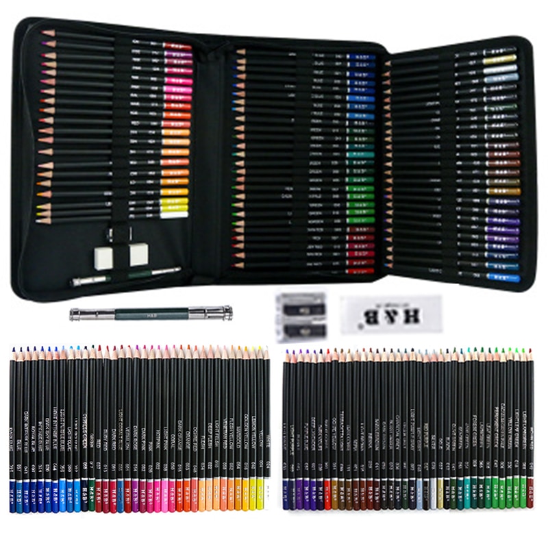 Kit profissional de lápis de pintura a óleo, 75 cores, para estudantes, material escolar de arte