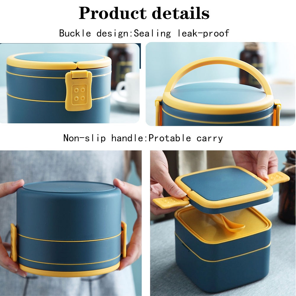 Microwave Lunch Box Wheat Straw Dinnerware Food Storage Container For School Office Worker 2layers Portable Bento Box With Bag
