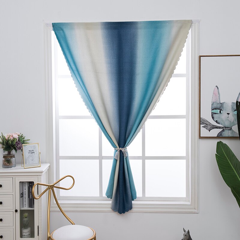 Cortina de Color degradado para dormitorio de niñas y niños, cortinas para oscurecer completamente las ventanas, sin perforaciones, decoración del hogar, 130x80 CM