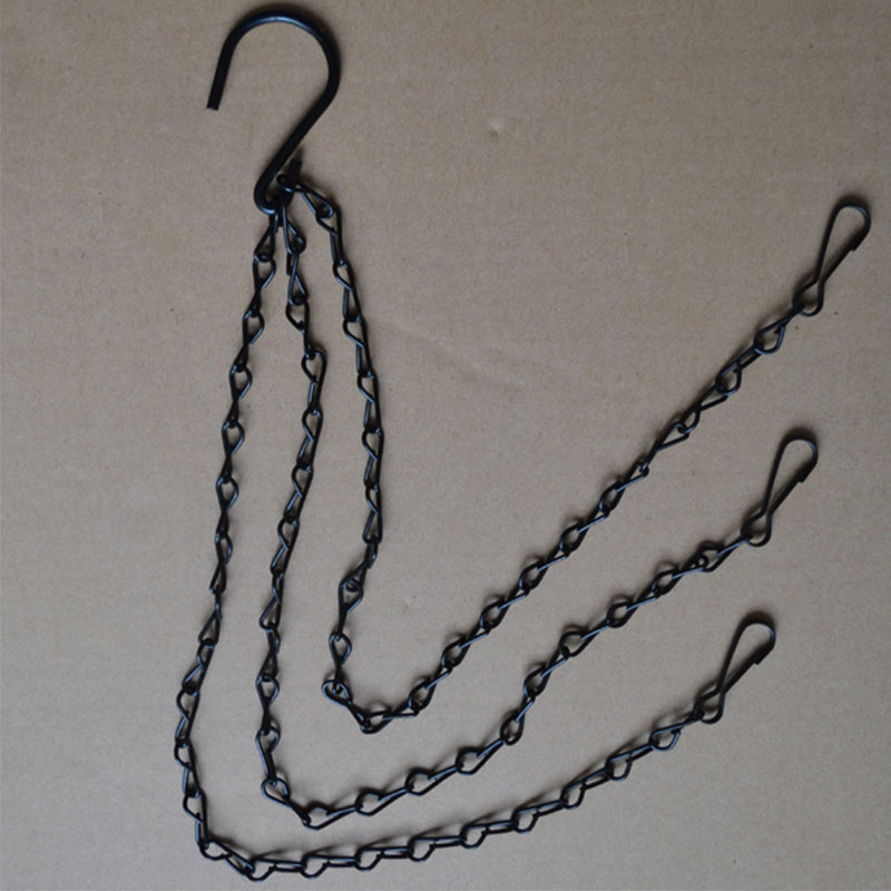 Black Flower Plant Pot Basket Holder Hanging Chain with S-shape Hooks For Home Garden Tools
