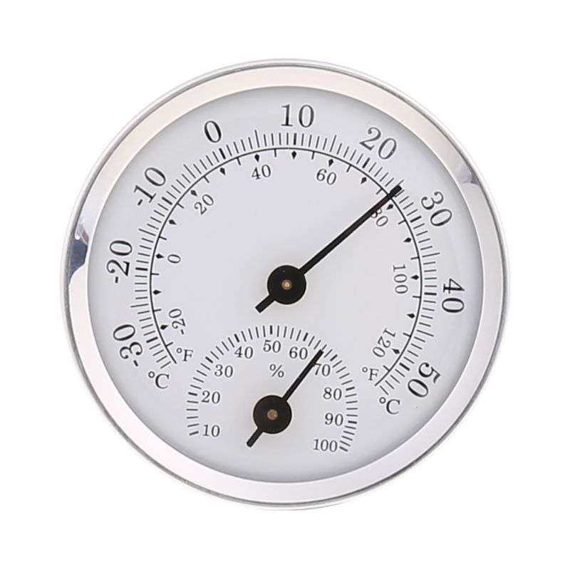Huishouden Wandmontage Analoge Temperatuur Vochtigheid Meter Aluminium Thermometer Hygrometer-30-50C
