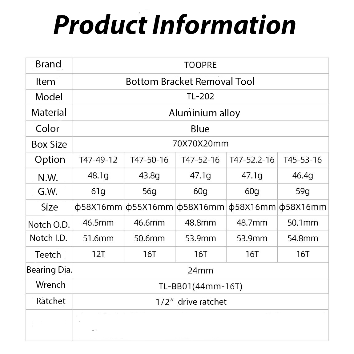 Toopre Bike 12-Notch 16-Notch BB Bottom Bracket Removal and Installation Tool Sleeve T45 T47