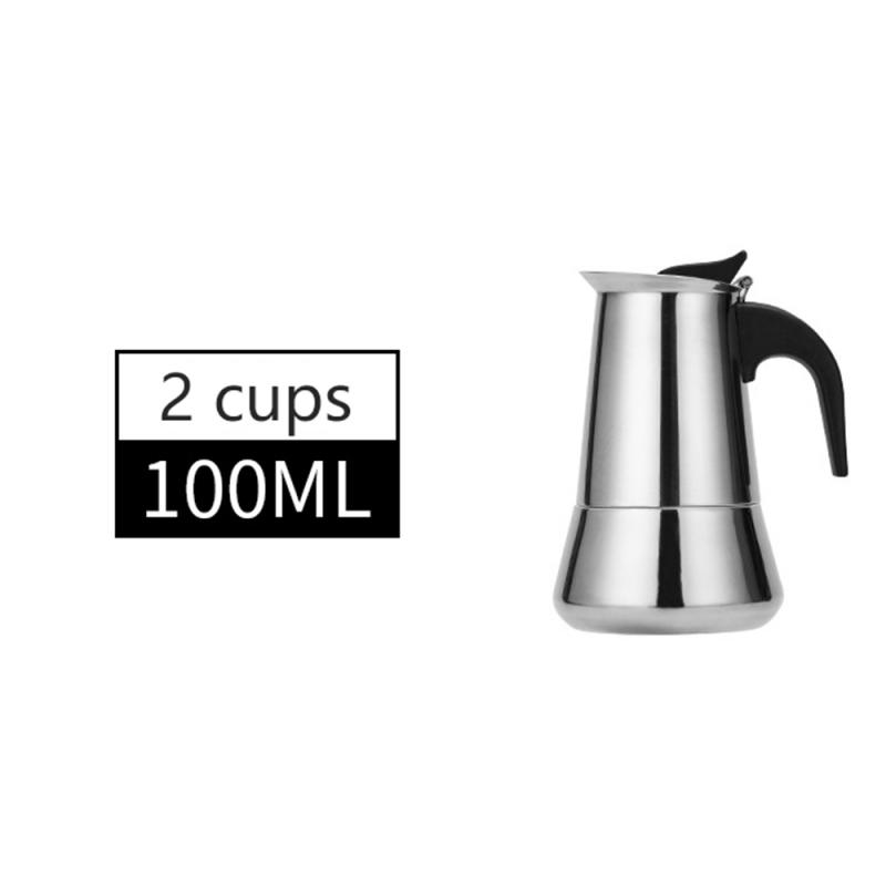 Offre spéciale Style européen expresso fabricant en acier inoxydable moka Pot café filtre Pot ménage cuisine café 100-600ml: 01 100ML