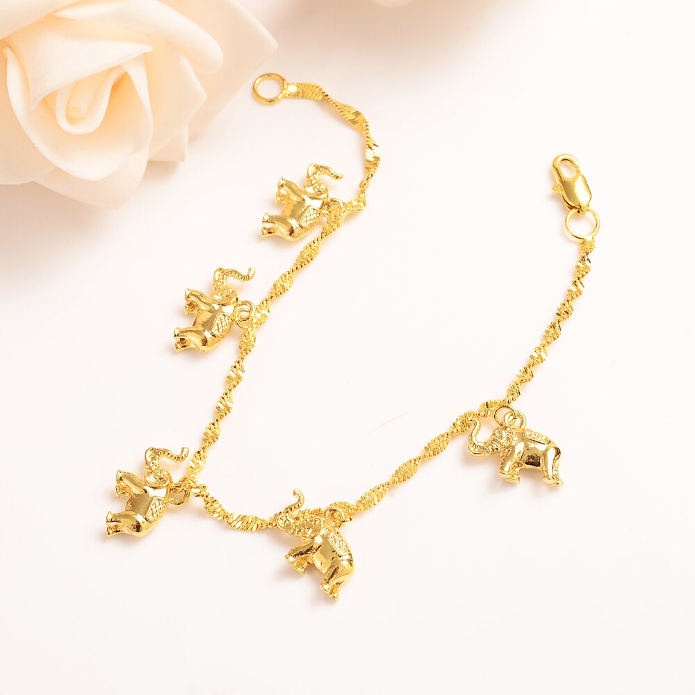 Bracelet en forme d'éléphant doré pour filles et femmes, chaîne à main, articles arabes, meilleur , 8.26 pouces