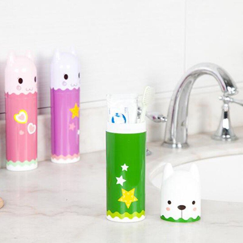 Tannbørstekopp tube oppbevaringsboks søt utendørs reise tannbørstedeksel etui holder bærbar vaskekopp baderomsglass