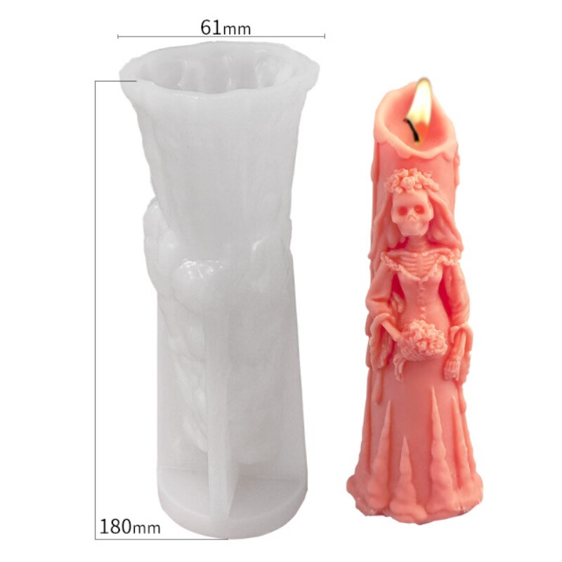 Halloween Ghost Bride Groom Candle Silicone Mold DIY Skull Pumpkin Candle Making Resin Soap Mold Christmas Craft Home Decor: Ghost Bride (Large)