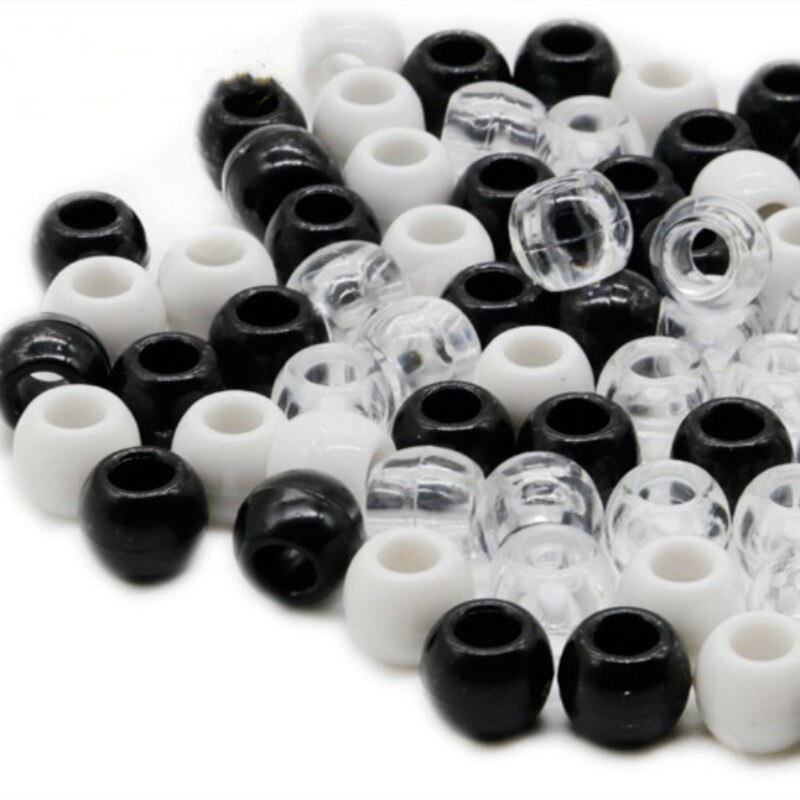 100pcs Hair Beads 5mm Big Hole Dreadlock Beads Acrylic Transparent Jumbo Braid Dreadlock Hair Braiding Accessories