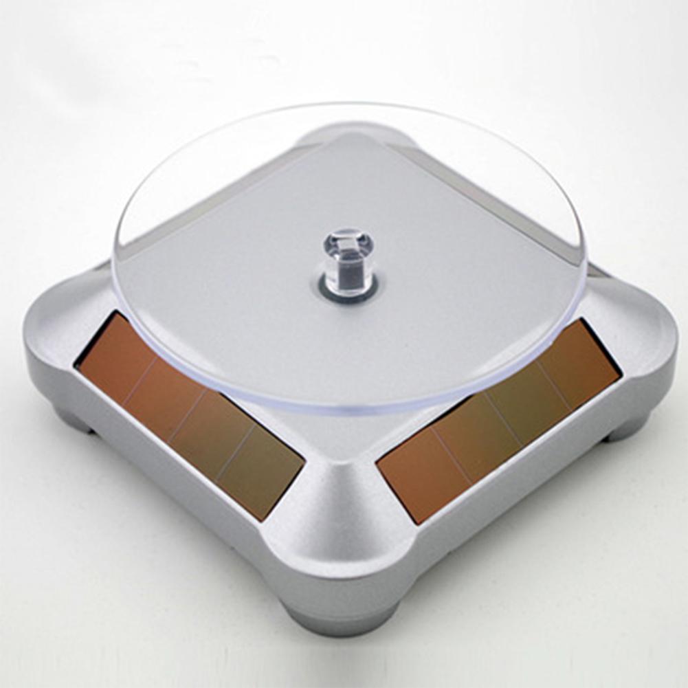 Solar Powered Rotary Display Stand Turn 360 Degree Adjustable Jewelry Holder Helps Catch Customer's Eyes: Silver