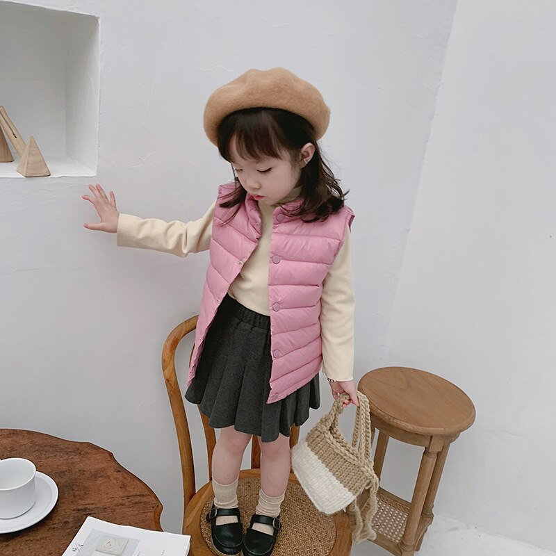 Chaleco Rosa ligero y fino para niñas, chaqueta sin mangas para bebés, abrigos de primavera y otoño cálidos, cárdigan clásico para bebés