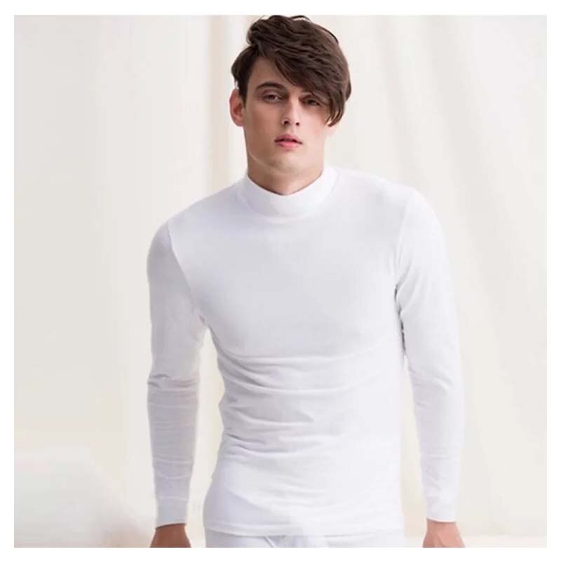 Katesy keep warm heren lange onderbroek heren dunne effen kleur basic thermisch ondergoed sets russisch canada verenigde staten en europa 2 stuks: Wit / Xxl