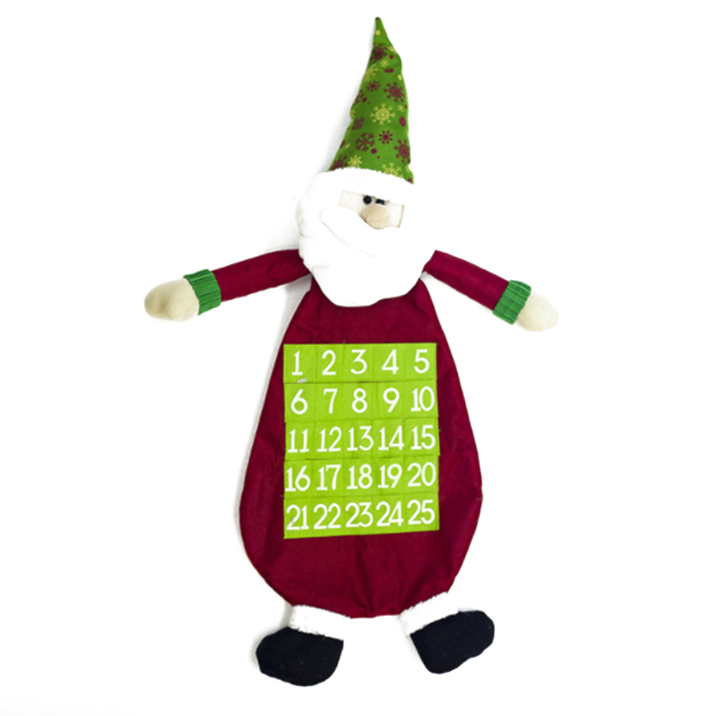 Felt Christmas Advent Calendar With Pockets Wall Hanging Santa Felt Advent Calendar 25 Days Countdown Calendar For Home Decor: Red old man