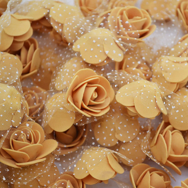 Mini roses en mousse de polyéthylène, 3.5cm, 50 fleurs/lot, têtes de fleurs artificielles, pour décorer un mariage, à la maison, pour l'artisanat: F11