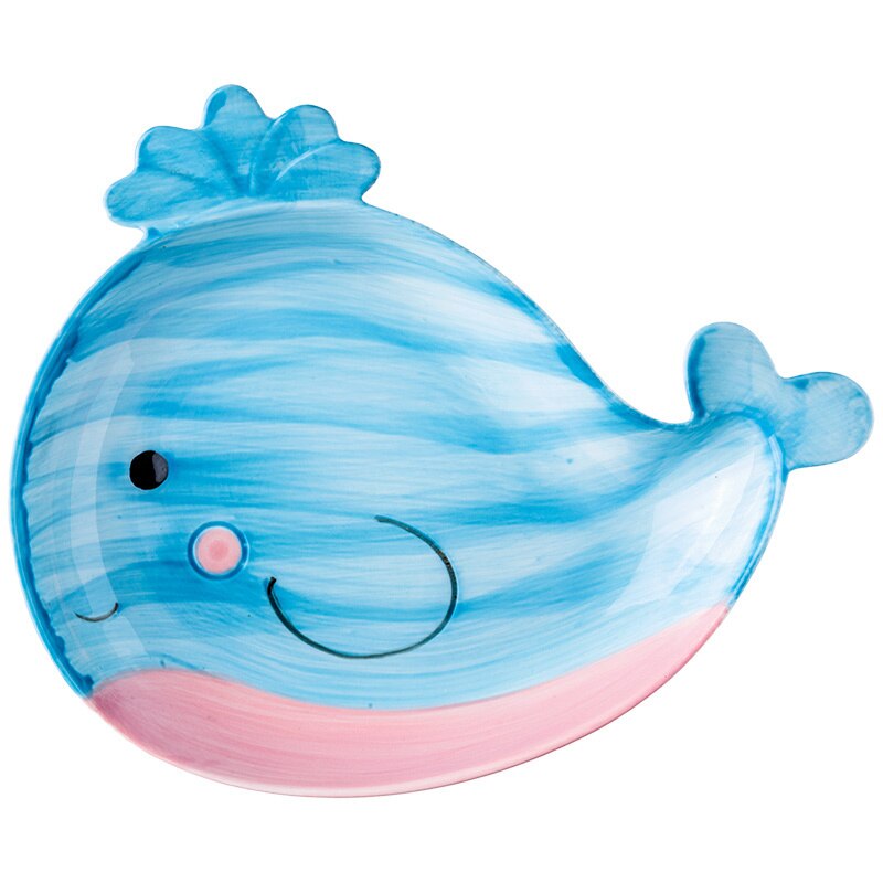 Leuke Walvis Salade Schotel Cartoon kinderen Keramische Servies Baby Plaat Ontbijt Plaat Creatieve Mermaid Cup Blue Angel CL121811