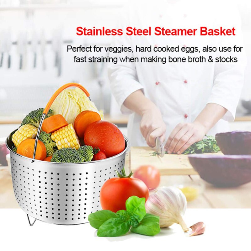 9PCS Pressure Cooker Accessories Set 3 Quart Instant Pot Accessories Eggs Racks 304 Stainless Steel Steamer Basket Kitchen Set