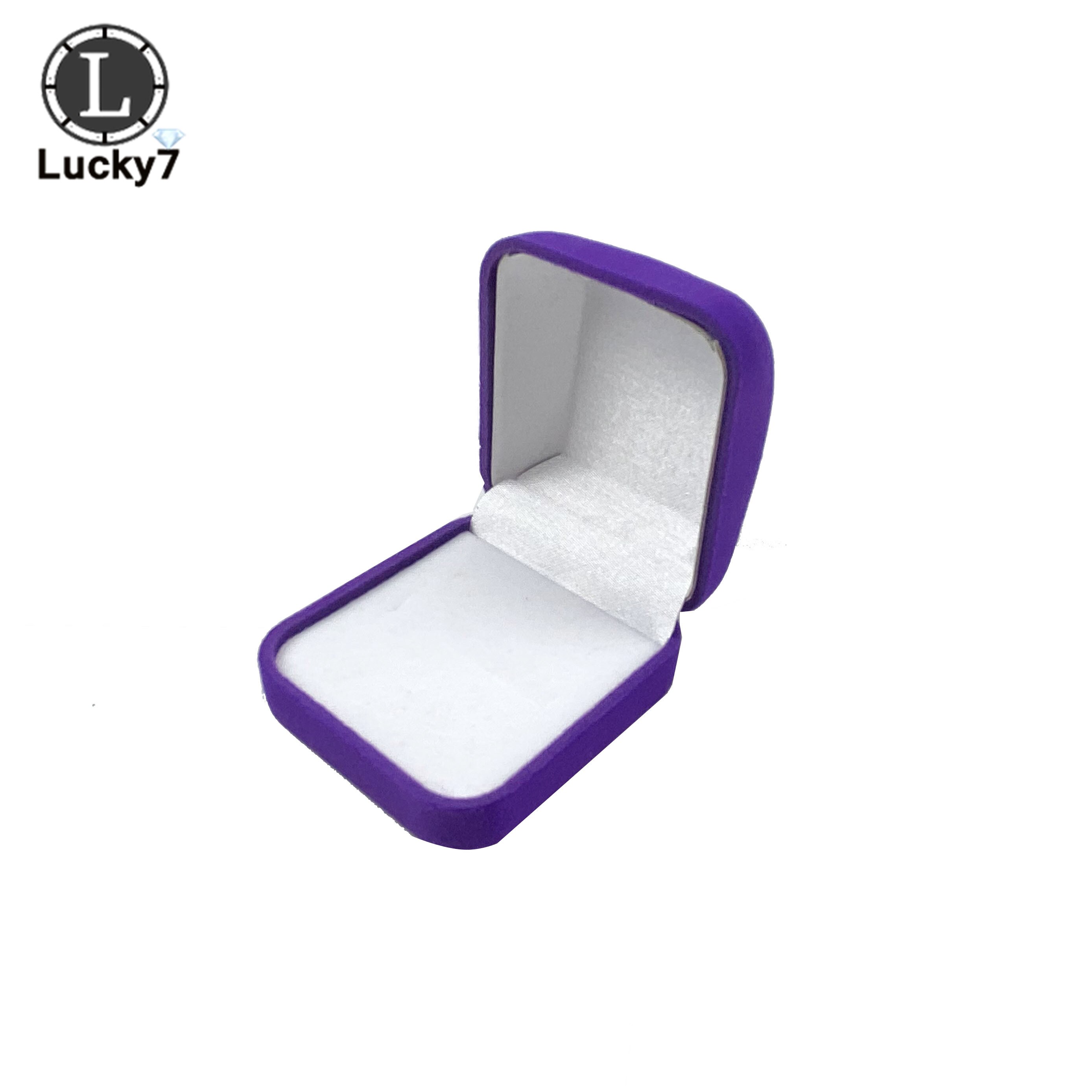 Flocking Ring Box Blue Red Black Jewelry Package Box 7 Colors Available Ring Stud Earrings Jewelry Organizer Storage Box: Purple Inner White