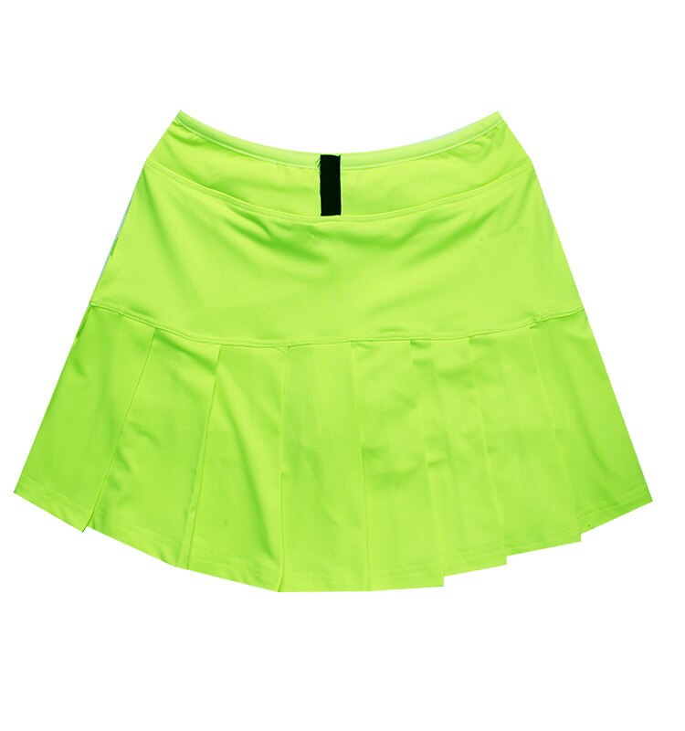 women running sports skirts, female badminton tennis skirts Top Vest Sports Sets pleated above knee with anti emptied: GreenSkirt / XXL