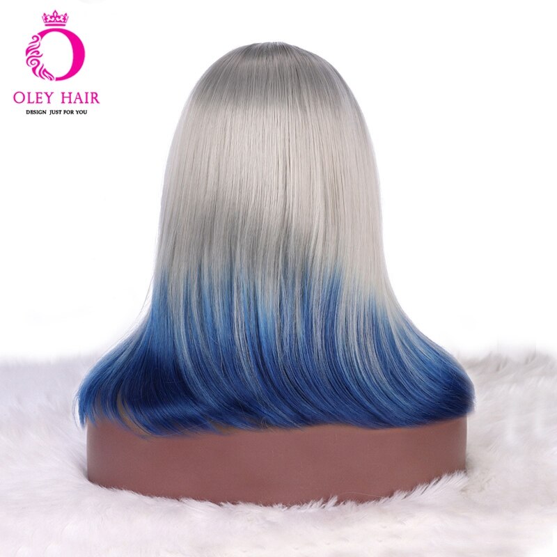 Oley hittebestendige korte blauwe synthetische lace front pruik cosplay oranje blonde ombre pruik drag queen bob pruiken voor zwarte vrouwen