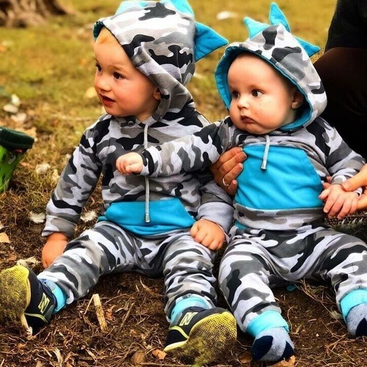 Newborn Baby Boy Winter Clothes Camo Hooded Tops Long Pants Outfits Tracksuit