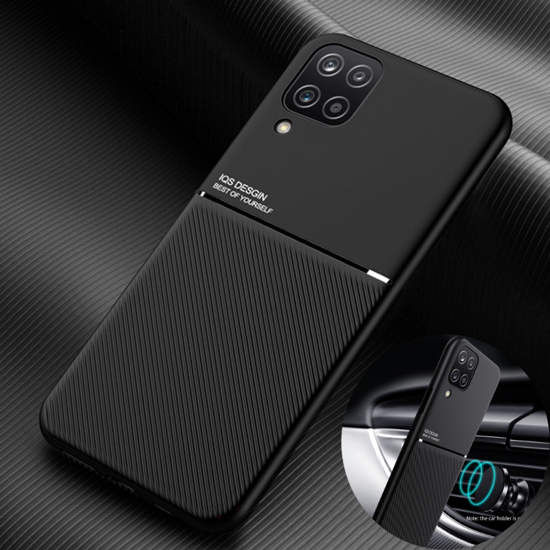Étui de téléphone en cuir PU avec support magnétique pour voiture, coque arrière en silicone souple, Samsung Galaxy A12, A12