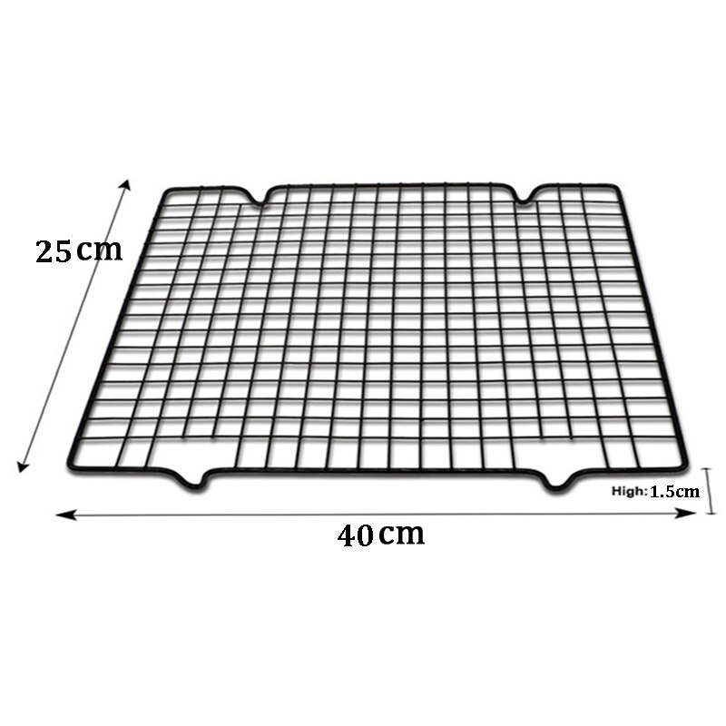 Grille métallique en acier inoxydable, plateau de refroidissement, support pour gâteaux, four, cuisine, cuisson de Pizza, pain, Barbecue, biscuits, étagère: Black L