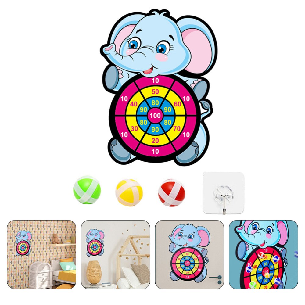 1 Set/7pcs Kids Throwing Darts Chic Sticky Target Balls Dart Board