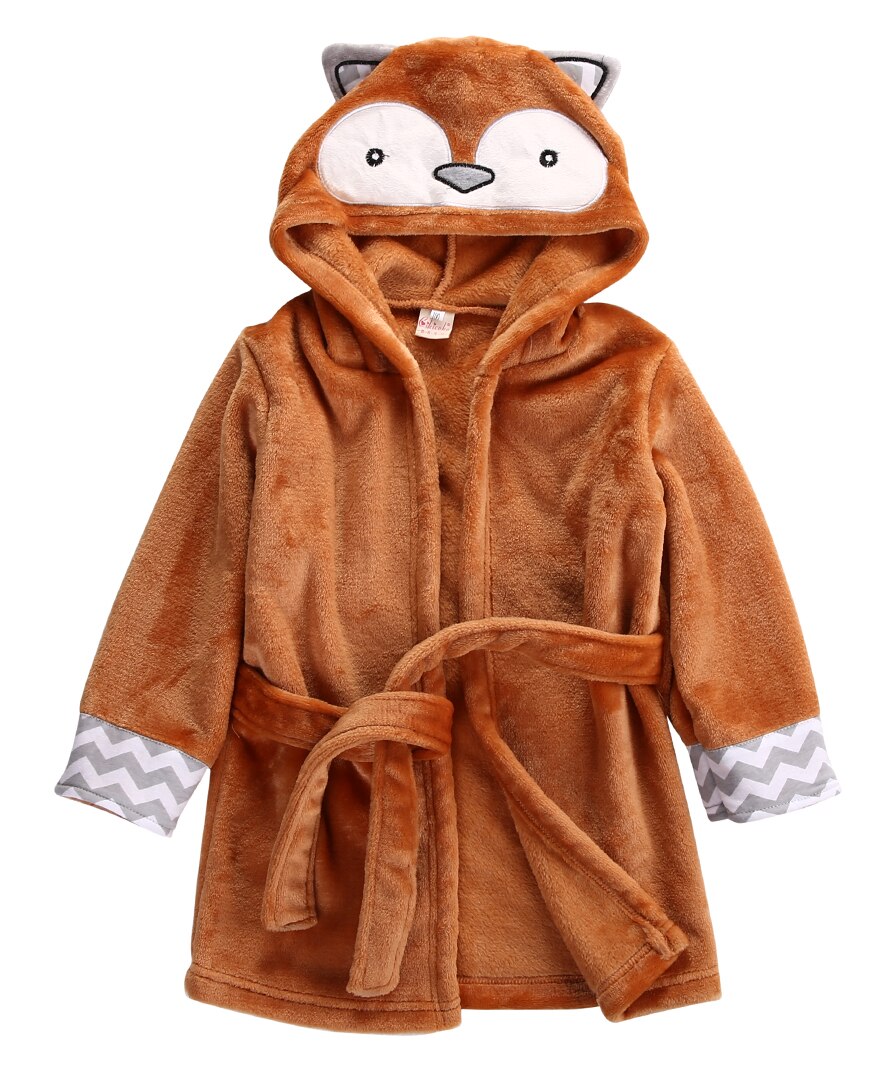 6M-5Y Animal Badjas Hooded Badhanddoek Voor Peuter Kids Baby Meisjes Jongens Gewaden Met Riem Winter Warmer Kleding: Bruin / 12M