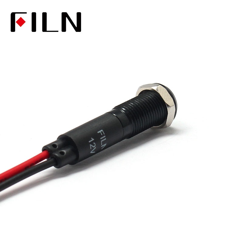 Filn 8mm bil instrumentbræt batteri fejl flag symbol led rød gul hvid blå grøn 12v led indikator lys med 20cm kabler
