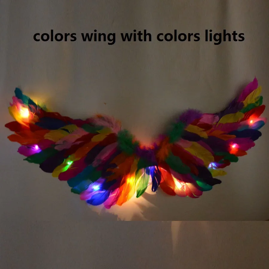 Princess Women Kids LED Glow Light Angel Feather Wing Fairy Girls Props Party Costume Wedding Decoration Christmas Halloween