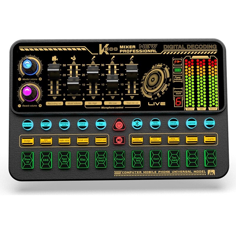 -SK500 Mobile Phone Computer Sound Card Karaoke Portable Live TIKITOK Voice Changer Device Audio Mixer