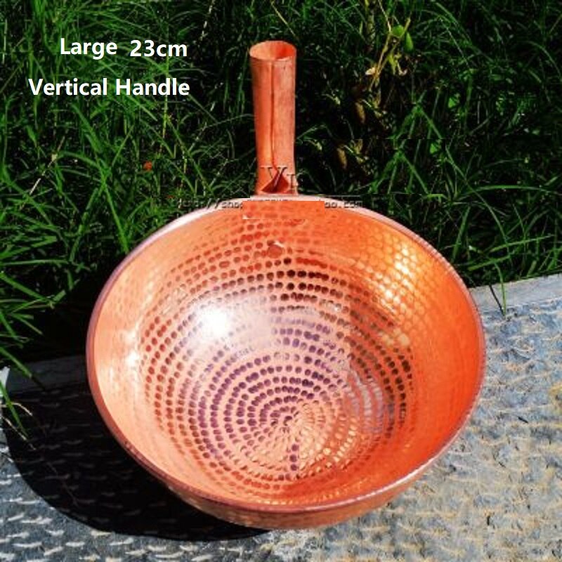 Handmade Pure Copper Rice Noodle Soup Pot Thick Wooden Handle