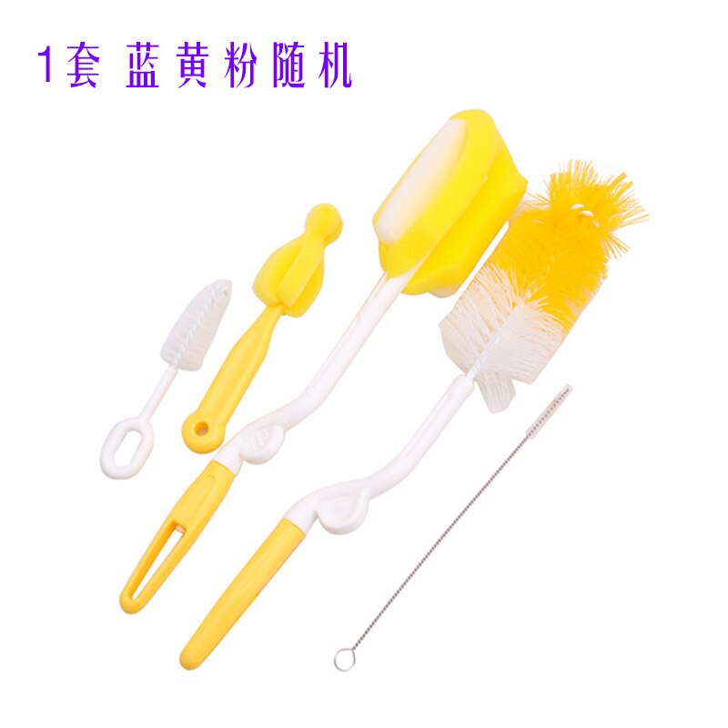 5Pcs Baby Milk Feeding Bottle Brush Handy Portable Nylon and Sponge Tube Cleaner: Default Title