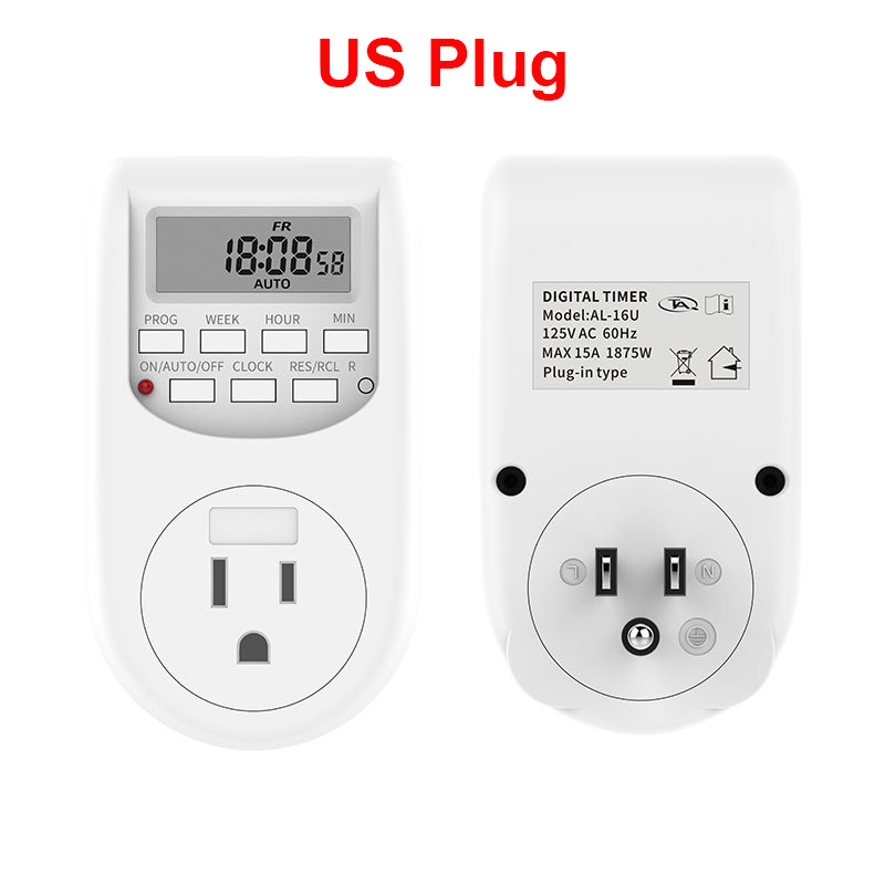 Digital Timer Switch Energy Saving Timer Socket EU/US/UK Hour Weekly Programmable Timing Socket Automatic Power On/Off Timer: Brown