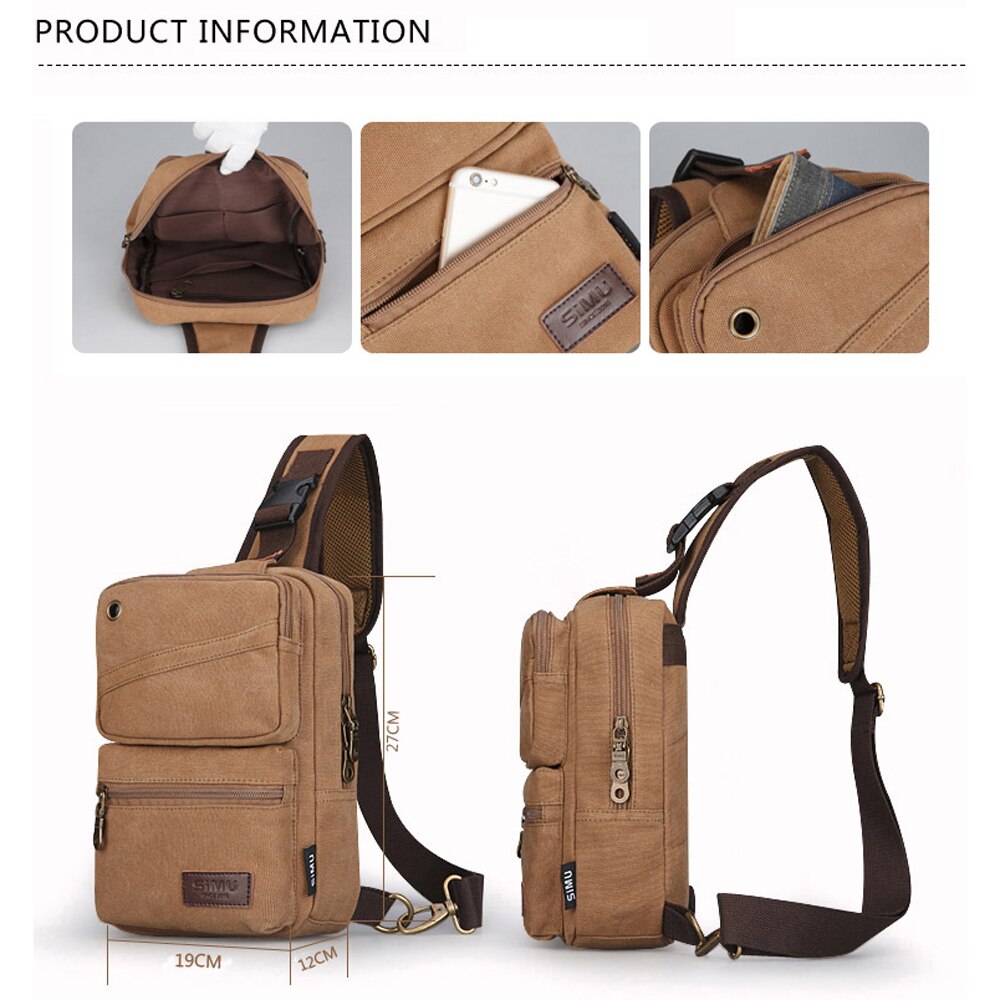 Hoge Capaciteit Borst Tas Voor Mannen Mannelijke Canvas Sling Bag Casual Crossbody Tas Voor Korte Reis Man Schoudertas