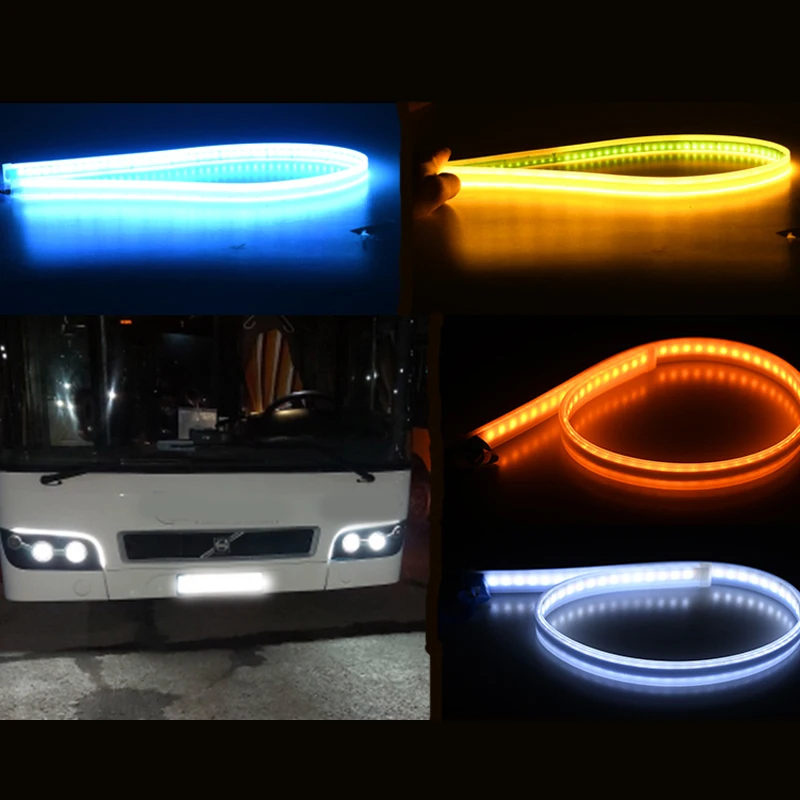 2 Stück 24 V LED-LKW-Licht 30 cm 45 cm 60 cm 70 cm Auto-Tagfahrlicht Dekor Lampenleiste mit gelber Lenkfunktion Signallampe