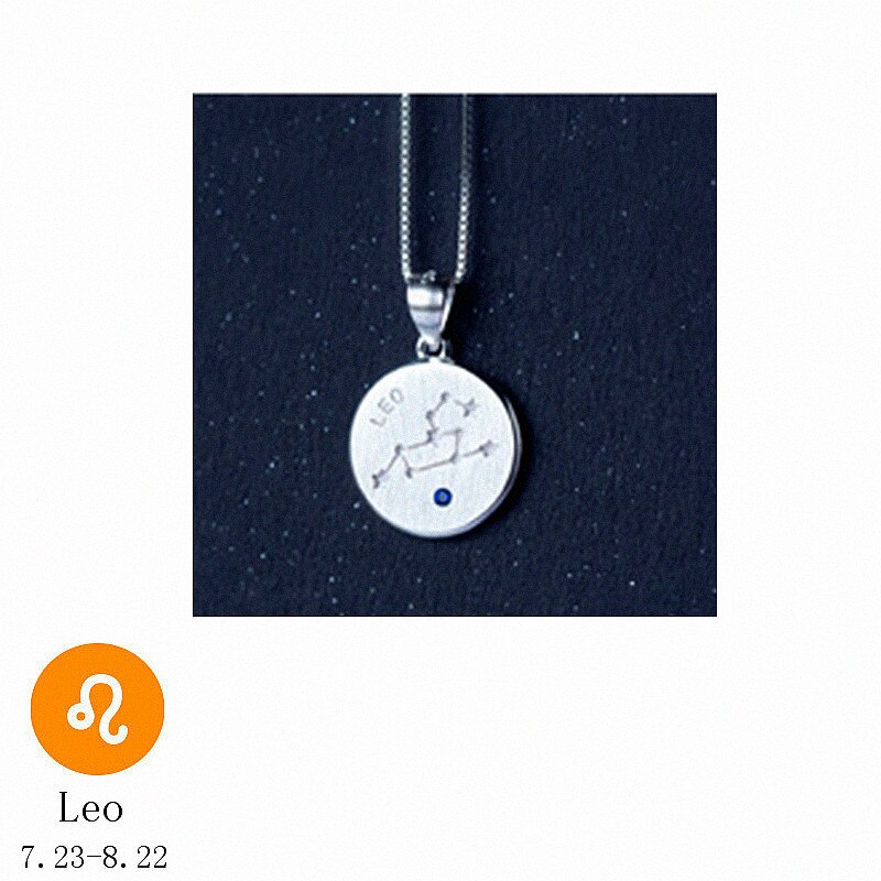 Inzatt 925 sterling sølv minimalistisk rund konstellation vedhæng halskæde til kvinder fine smykker choker box kæde fødselsdag: Leo