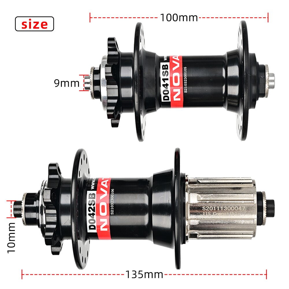 Novatec Hub 28H 32H 36H MTB hub D041SB D042SB freno de tarjeta de disco bujes de bicicleta de montaña bujes de bicicleta 4 rodamientos HG 8 -11 velocidades rojo negro