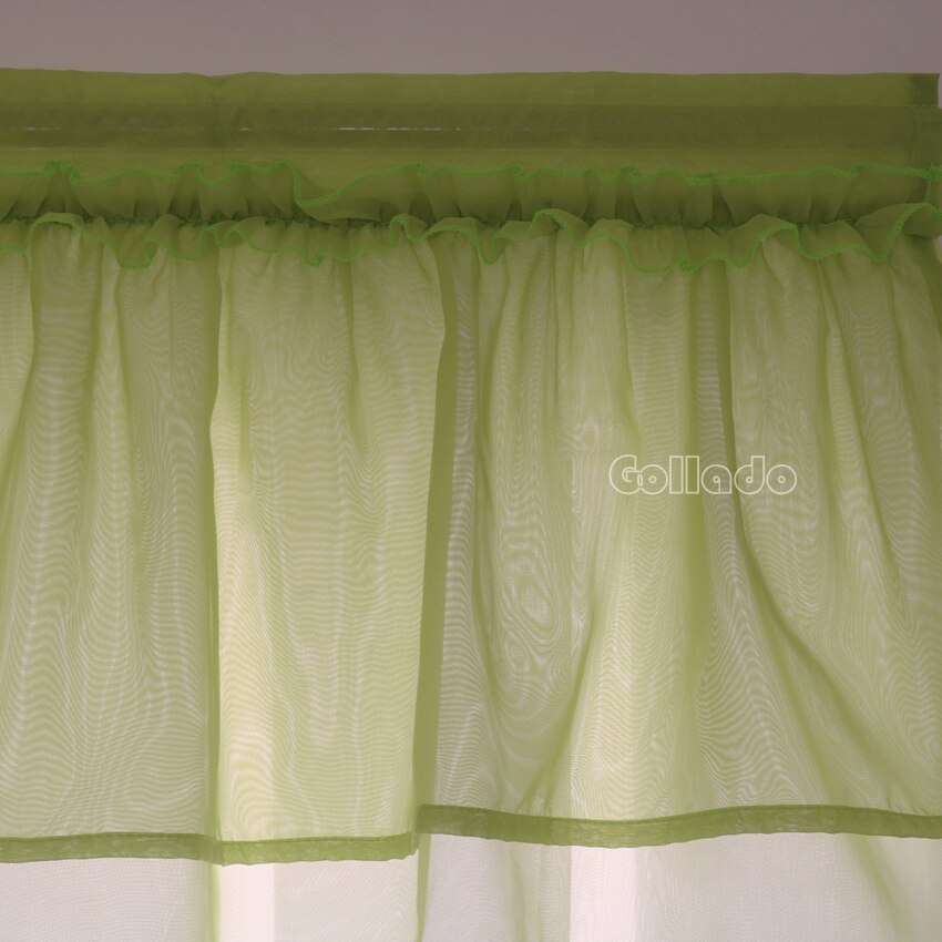 Cortina de tul con de cenefa arrugada, gasa de para balcón, cocina, 1 Uds.