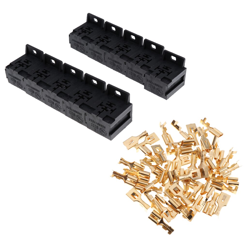 30A-80A 5 Pin Relay Connector Socket with 50xTerminals, Car Truck Vehicle Relay Case Holder(10 Sets)