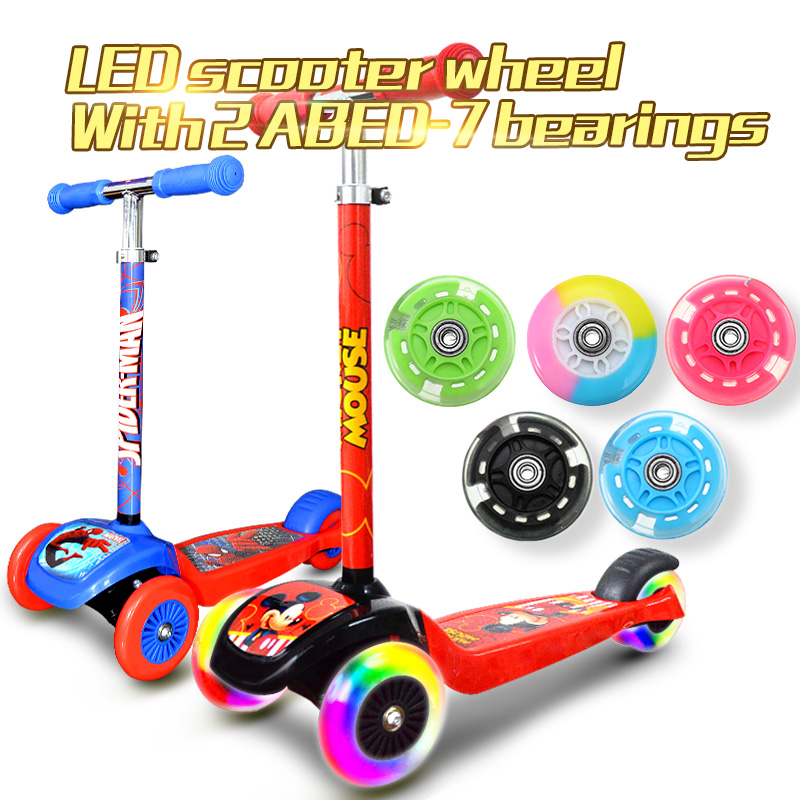 80mm Scooter Wheel LED Wheel Flash Light Up Wheel with 2 ABED-7 Bearings for Mini Micro Scooter 5 Colors