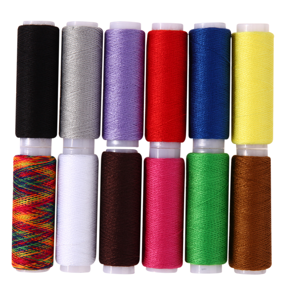 12 stks Polyester Spoelen Naaigaren Gemengde Kleuren Hand Naaimachine Garen Breien Threads Kegels DIY Naaien Accessoires