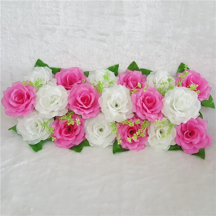 Artificial Rose Row Wedding Flower Row Arch Flower Four Corners Chamber Floral Arrangements Wedding Road Lead Pergola Happiness: Deep Pink   Milky White
