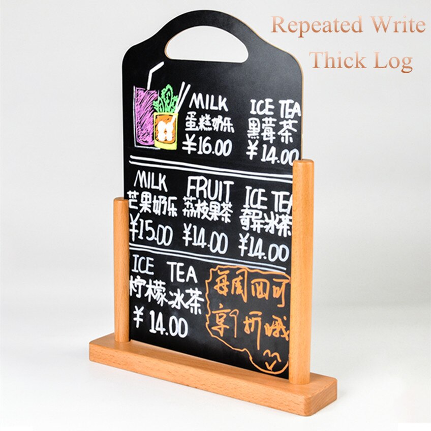 A5 210*148mm Double Side Diy Wooden Restaurant Upright Menu Price Sign Table Display Stand Menu Frame Advertising Chalkboard: Default Title