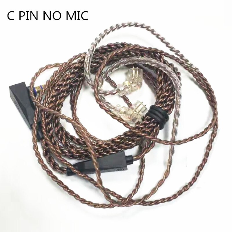Câble torsadé en cuivre sans oxygène de haute pureté KZ, câble Original pour casque KZ ZSX ZS6 ZST ZSR ZS10 C12 AS16 AS12, nouveauté: C no mic