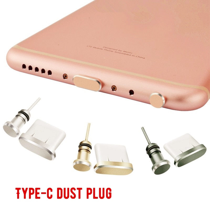Kleurrijke Metalen Beschermende Stopper Type C Oplaadpoort Anti-Dust Earphone Jack Dust Plug Voor Android Usb Plug Telefoon accessoires