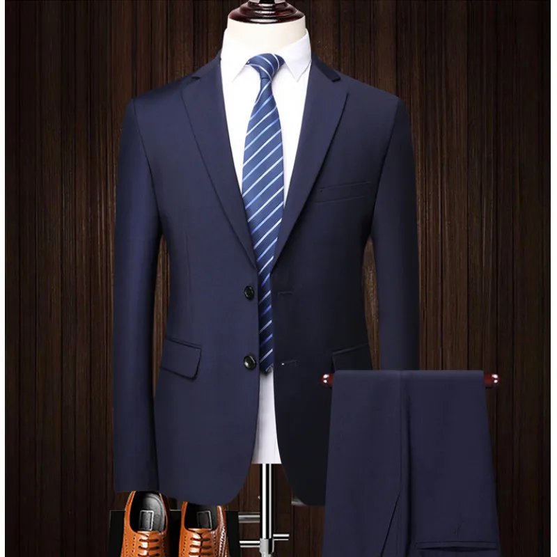 Traje (Blazer + Pantalones) para hombre, traje de negocios de , talla grande, ropa de trabajo , vestido de novia para novio, mejor traje