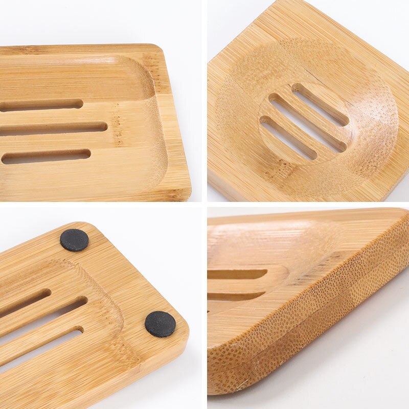 Bandeja con caja de bambú Natural para el baño, soporte para jabón de baño, caja para evitar el moho, plato de drenaje para ducha