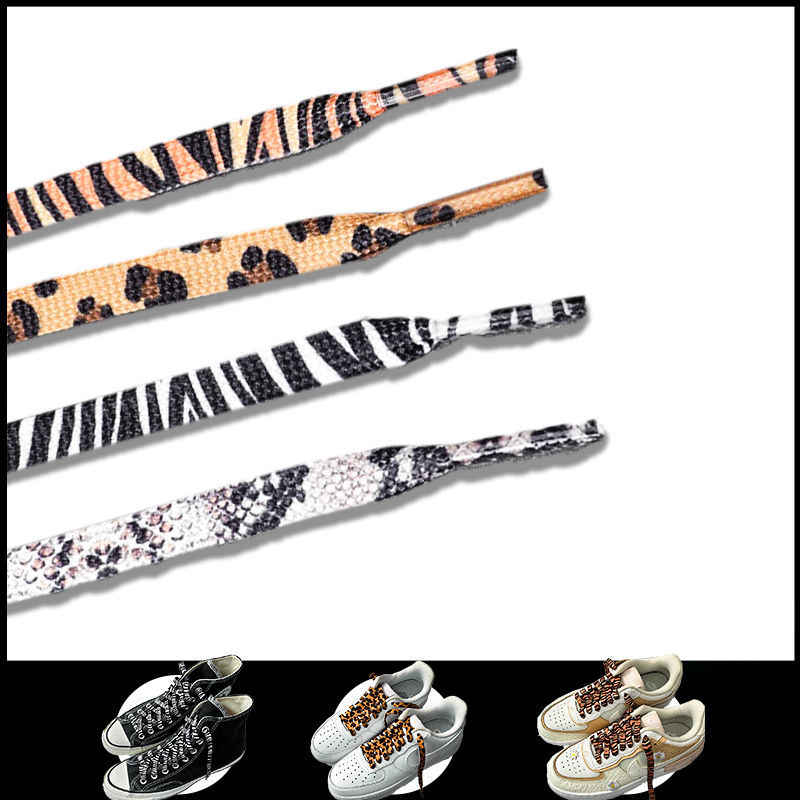 Individual Classic Animal Pattern Shoelaces Women Men Zebra Leopard Pattern High-top Canvas Sneakers Shoelaces