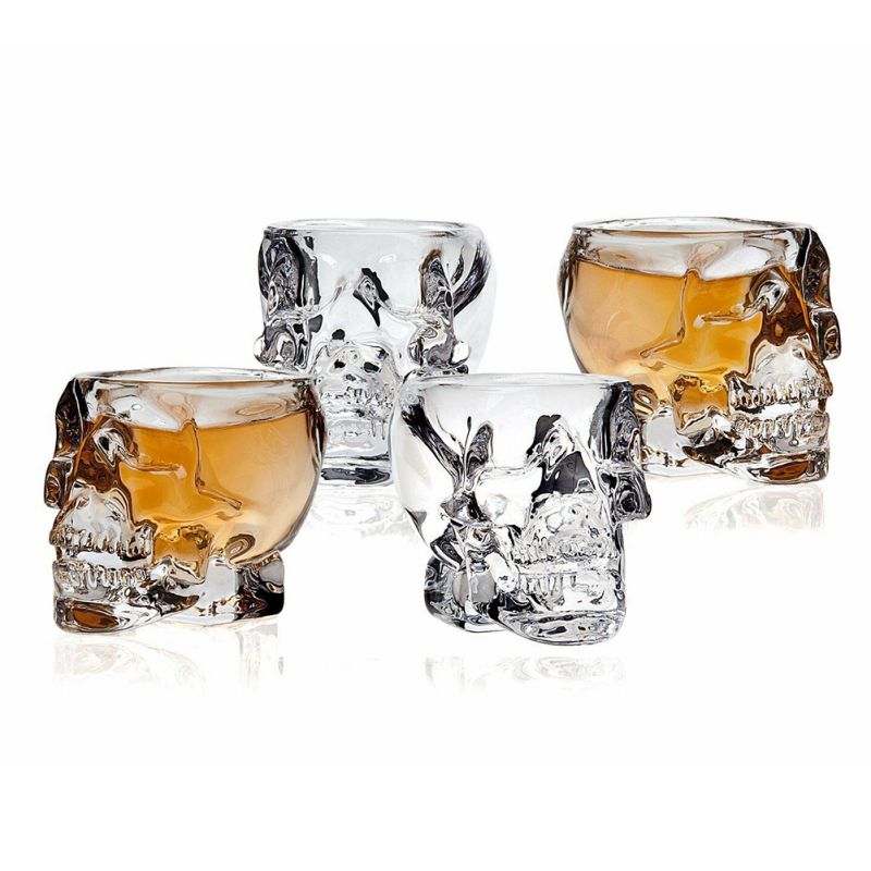 Bar krystal kraniet kop shot glas kop vodka whisky glas kraniet hoved vin gennemsigtig hjem drikkevarer mand kop