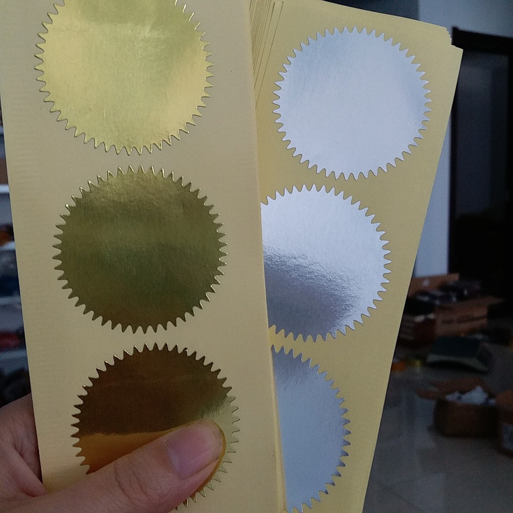 100pcs 5cm Silver or Gold Stickers Sticky Notes Scrapbooking Package Sealing Stickers for Cookie/Candy pack embosser seal